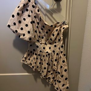 Polka Dot One Shoulder Shirt